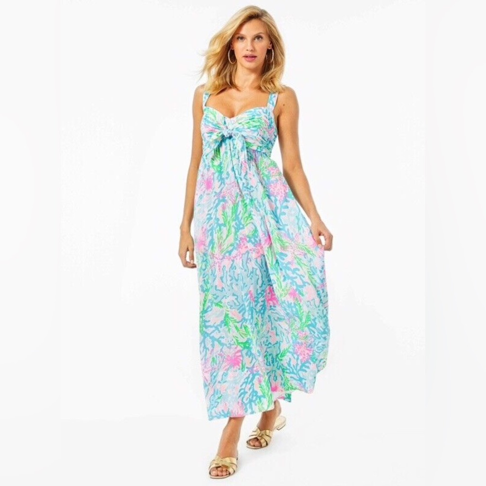 Lilly Pulitzer Sabrinah Midi Dress in Multi Coral Bay